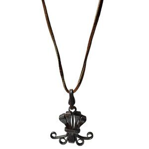 Handcrafted Rustic Iron Pendant Necklace Leather Cord Steampunk Goth Fashion